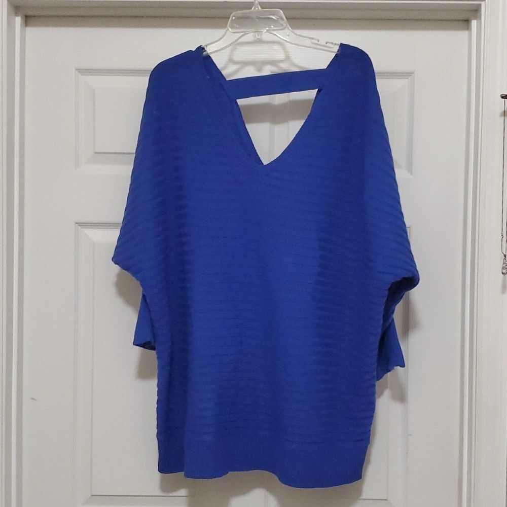  Heart N Crush womens 2X blue oversized fit ribbed sweater